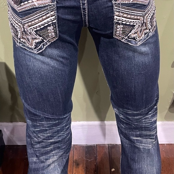 Men's Blue Jeans Deniko slim straight stretch embroidery pocket